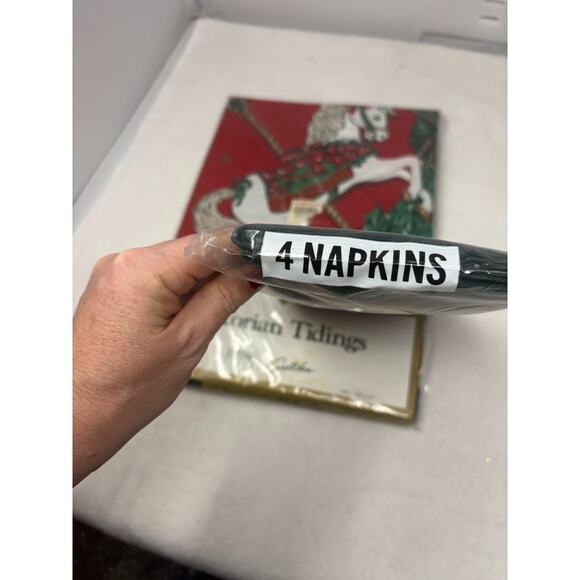 Vtg Bardwil Christmas Tablecloth Napkins Oblong 52” X 70” Victorian Tidings NEW - Picture 11 of 11